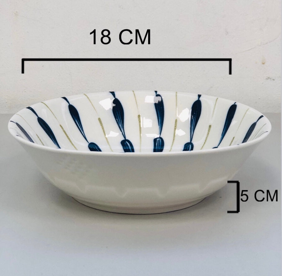 Decorated ceramic dish, 7 inches