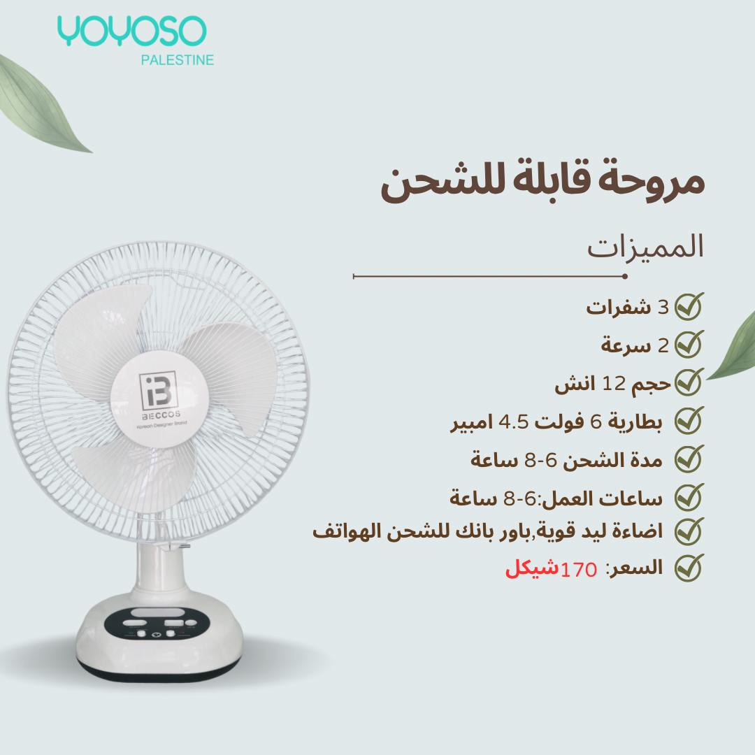 12 inch rechargeable fan