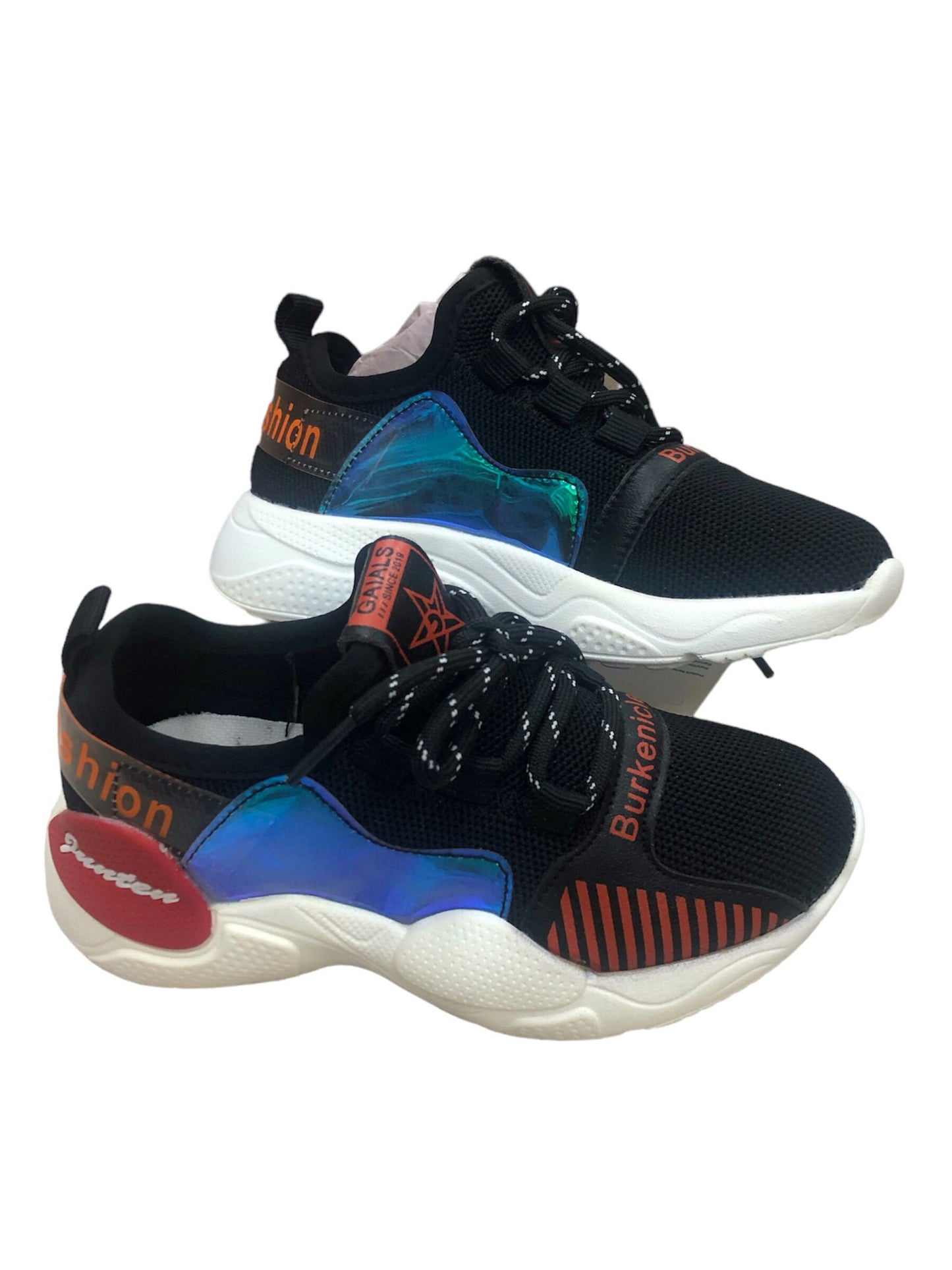 Black and blue medical shoes with laces