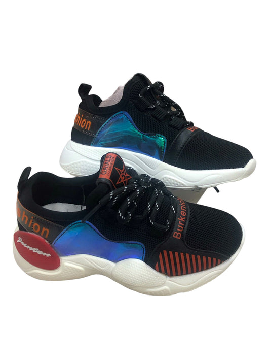 Black and blue medical shoes with laces