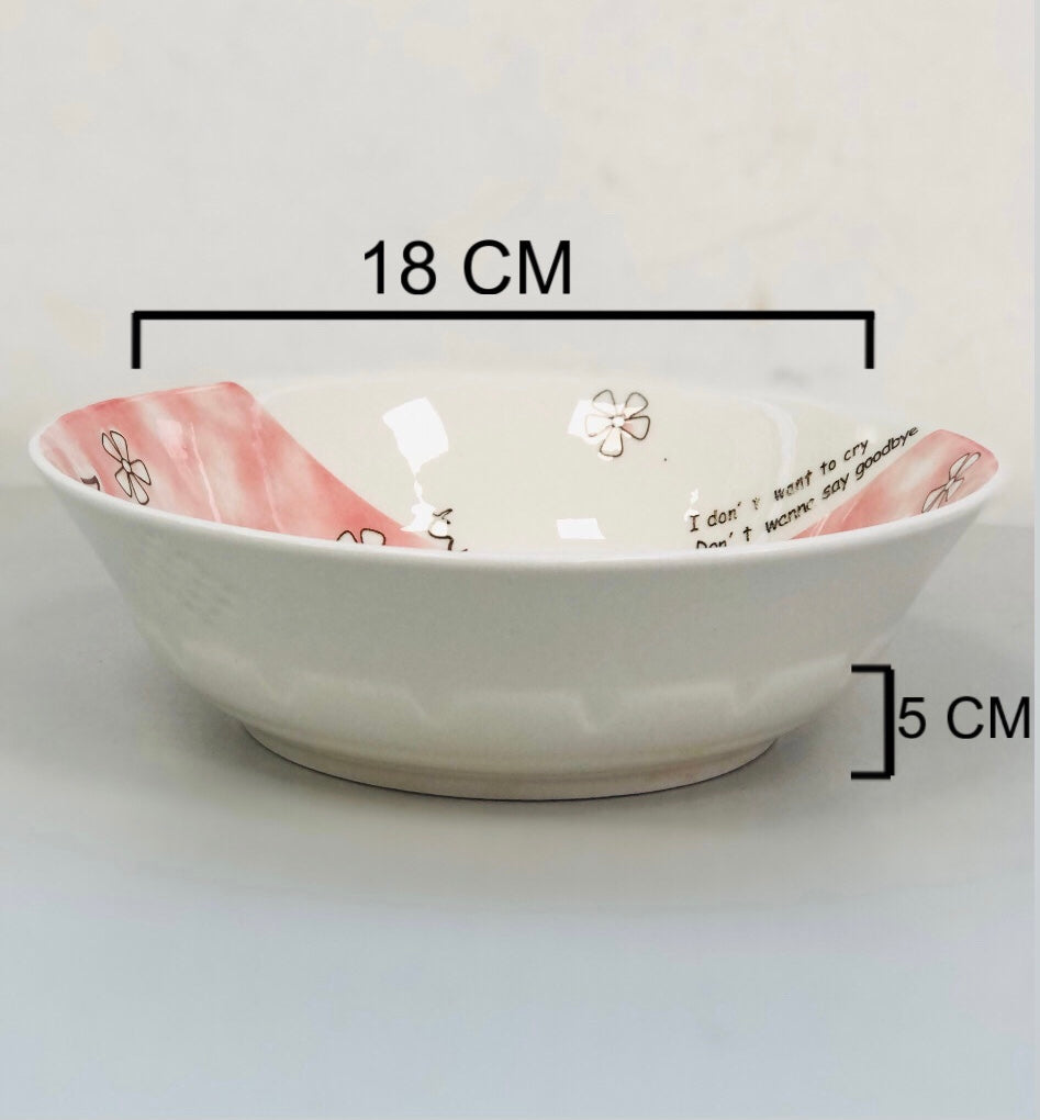 Cat ceramic dish, pink, 7 inches