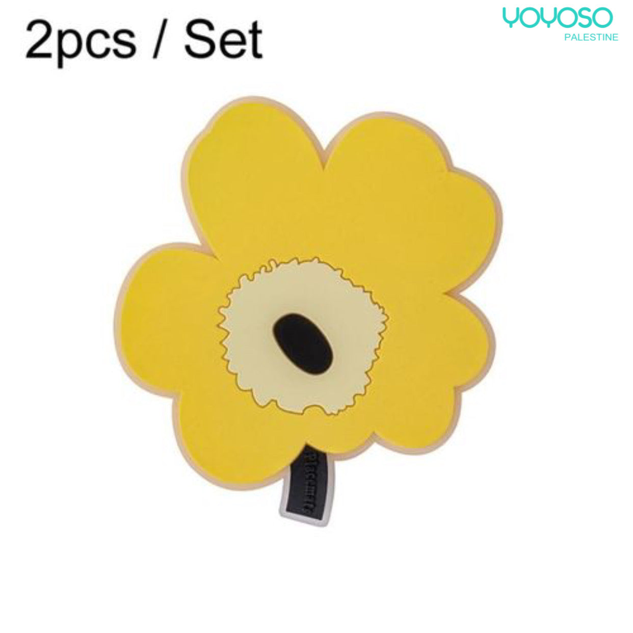 Yellow rose silicone heat coaster, 2 pieces