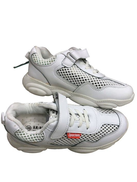 White perforated adhesive shoes