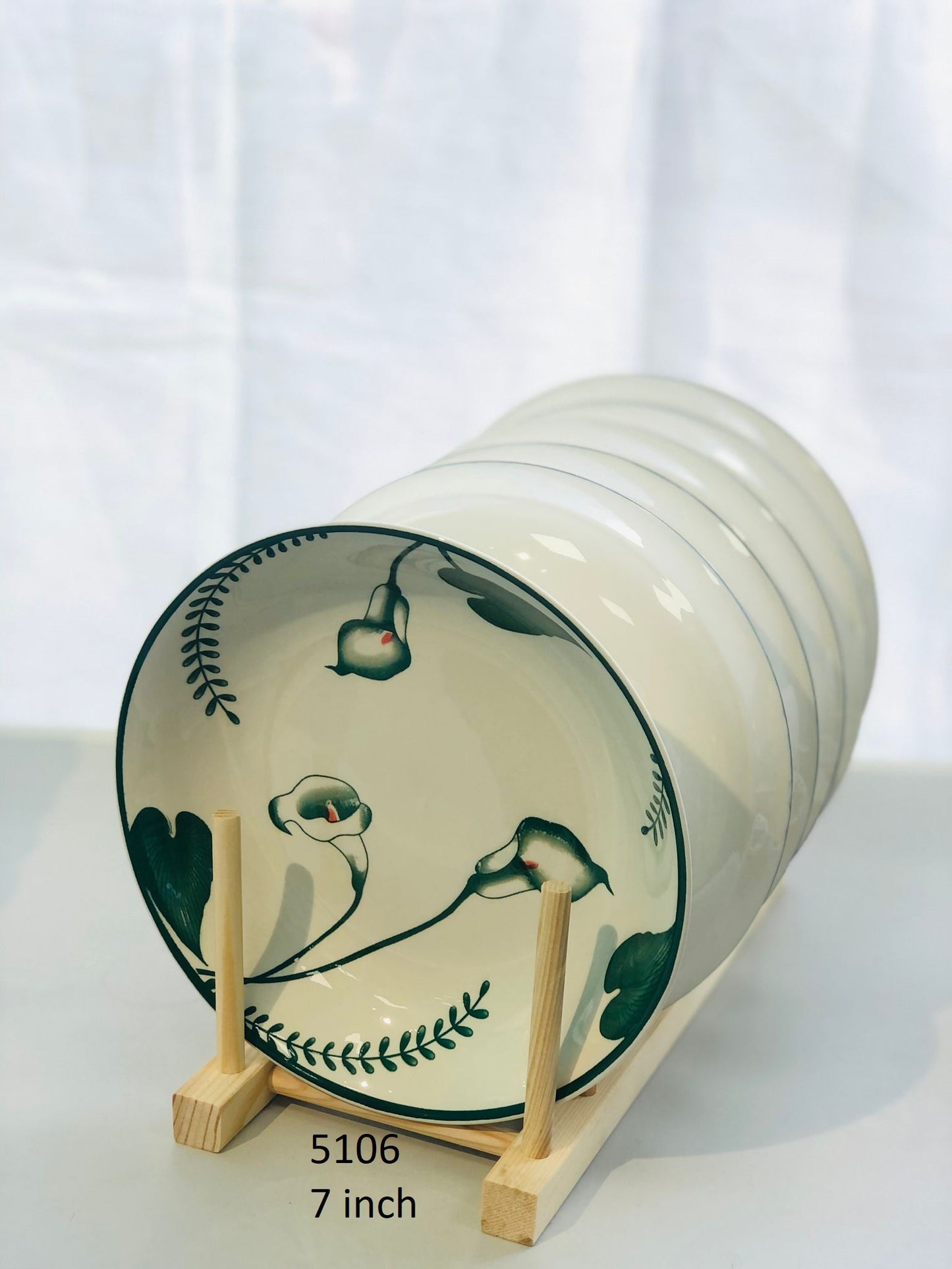 Green rose ceramic dish