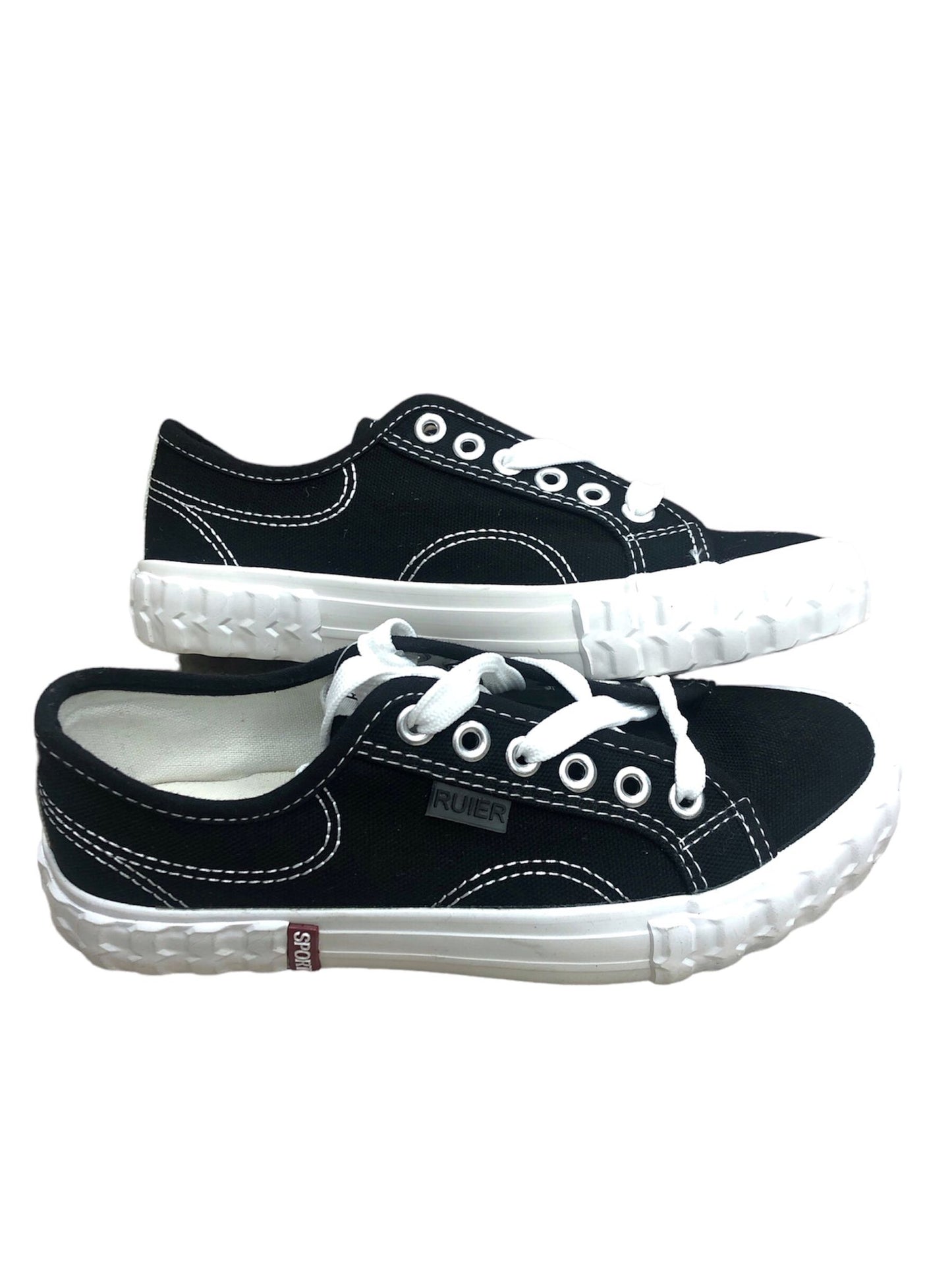 Black shoes with white lace