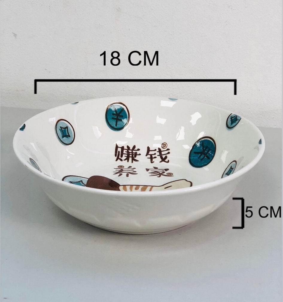 Ceramic plate, blue cat, 7 inches