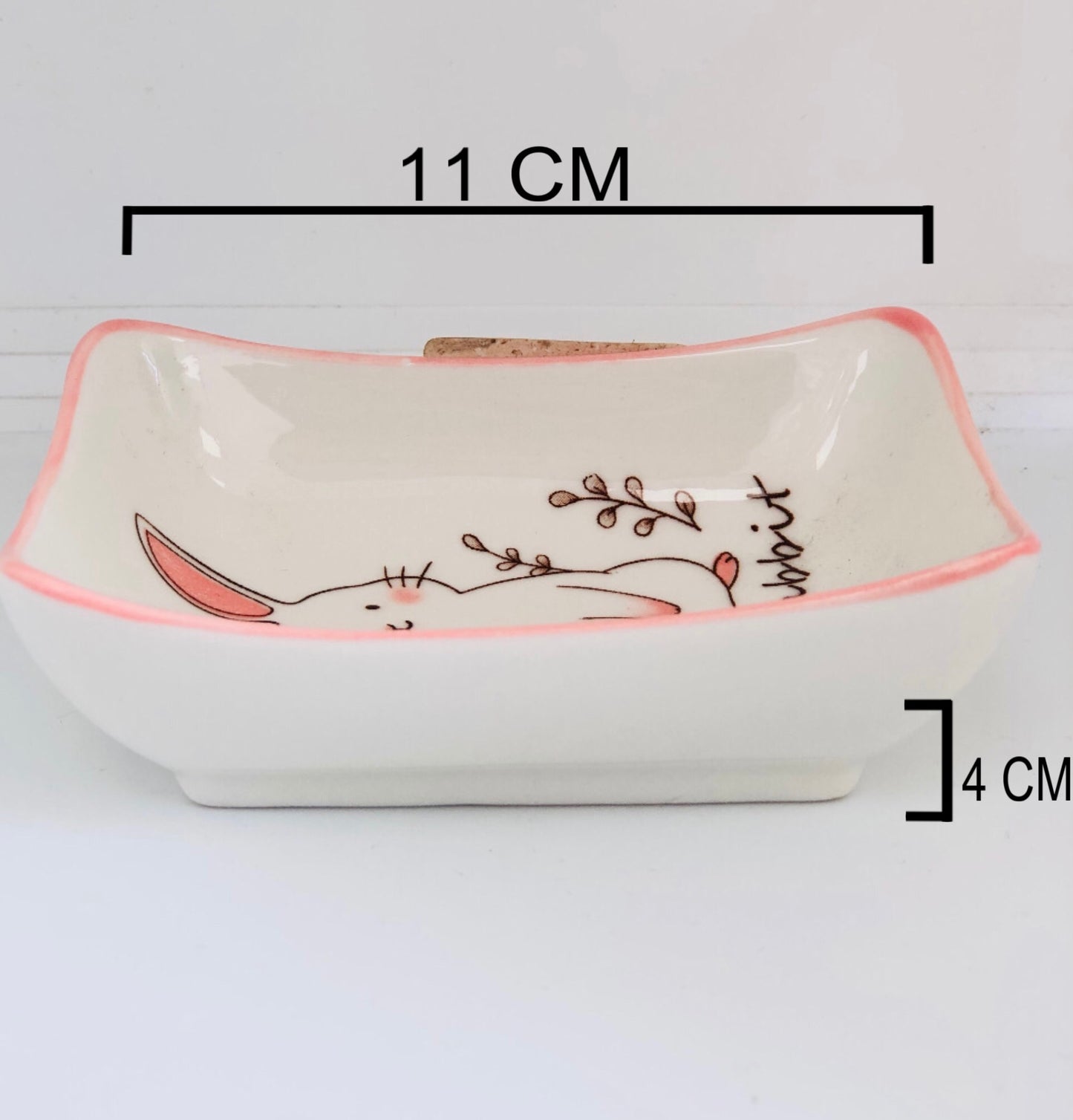 Small rectangular rabbit ceramic plate