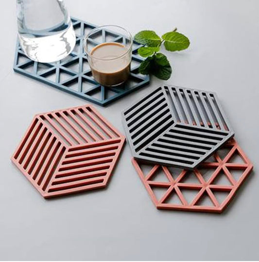 2 silicone hexagon coasters