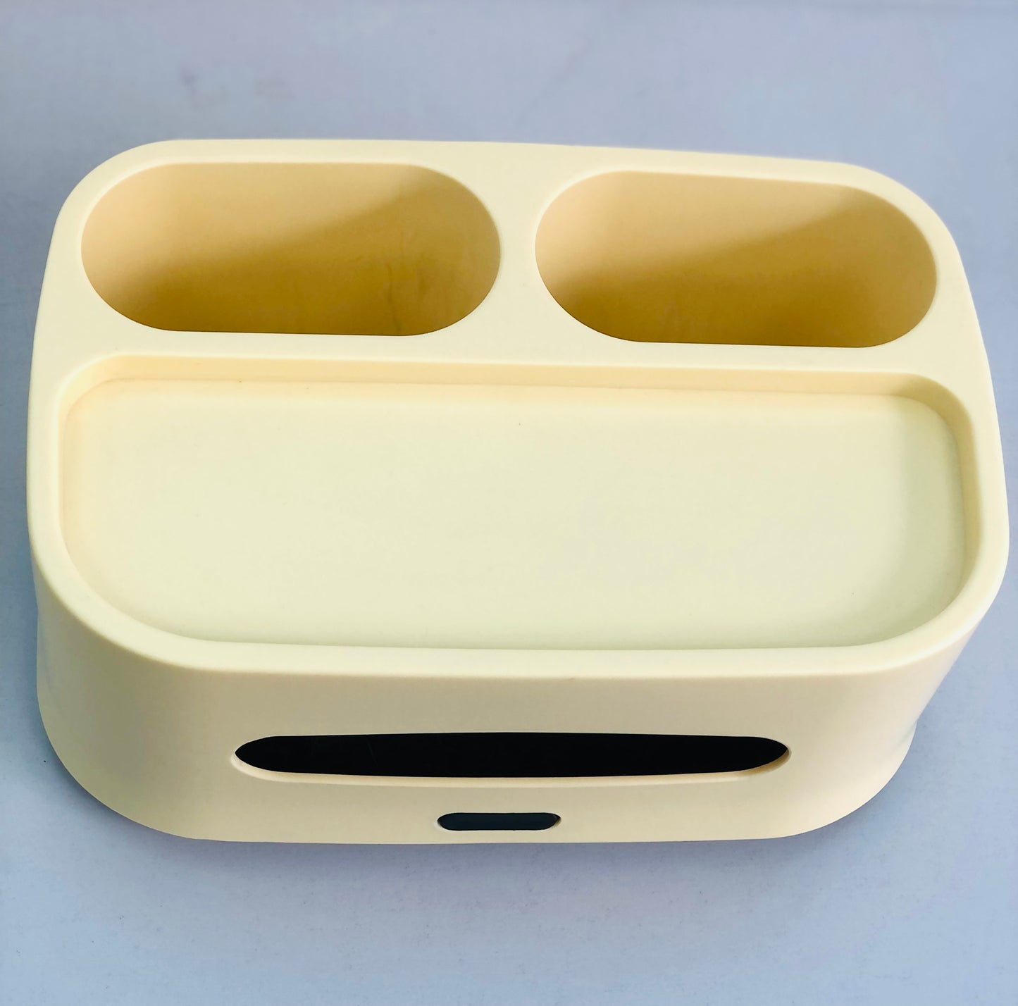 Plastic makeup organizer with tissue packet