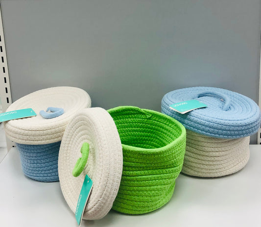 Fabric basket and organizer with lid
