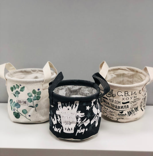 Cylinder fabric organizers with handle shapes