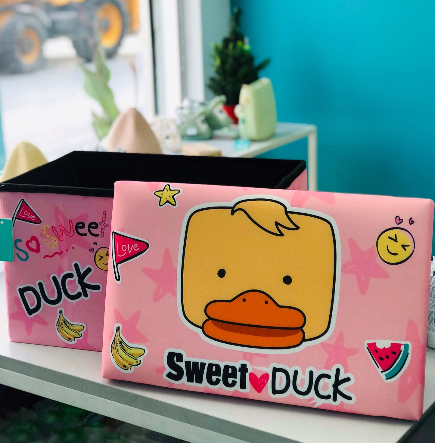 Large size multi-use duck fabric organizer with wood lid