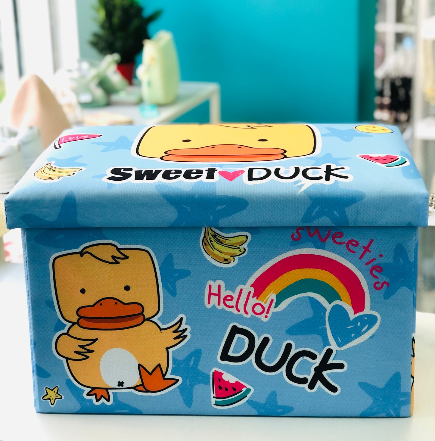 Large size multi-use duck fabric organizer with wood lid