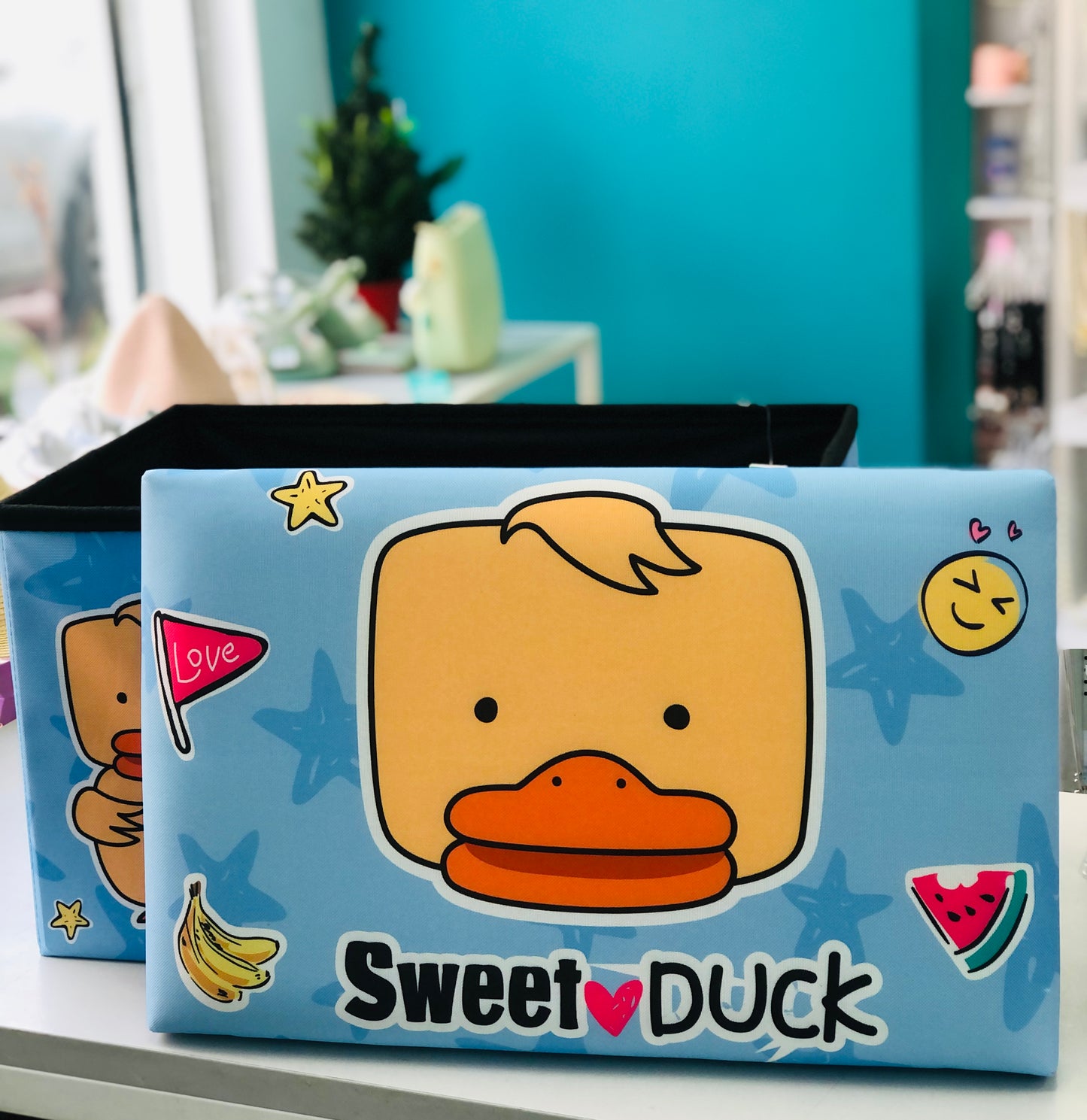 Large size multi-use duck fabric organizer with wood lid