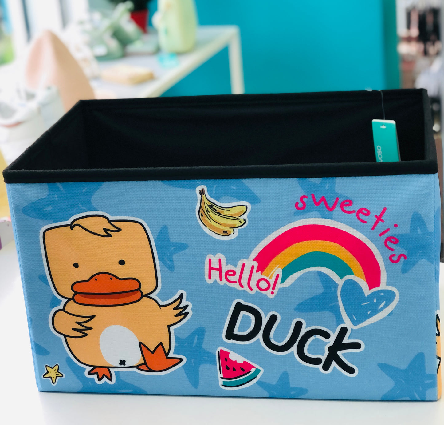 Large size multi-use duck fabric organizer with wood lid