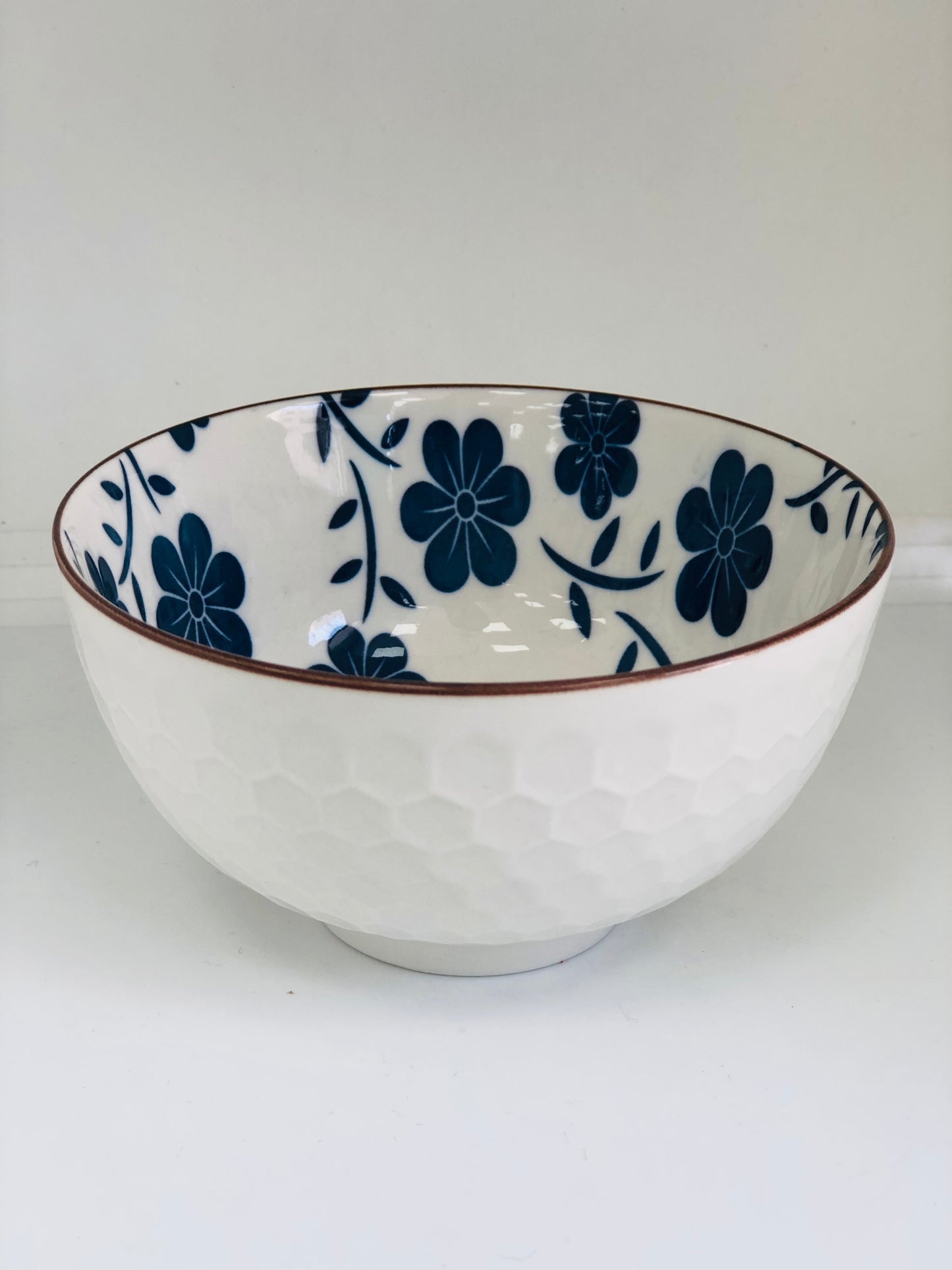 Ceramic dish with blue roses