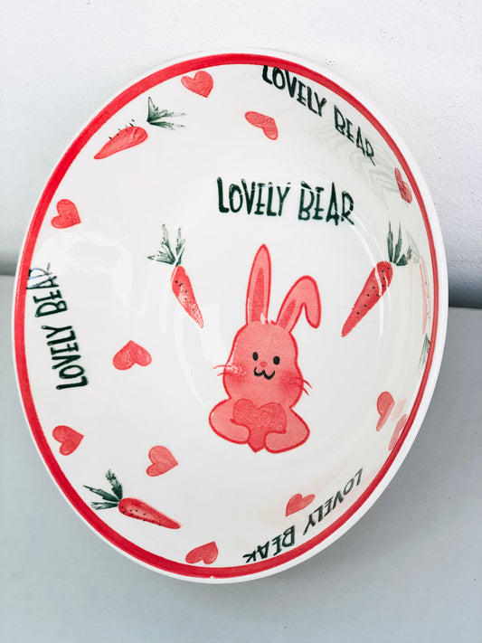 Ceramic dish with rabbit