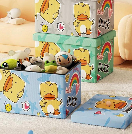 Large size multi-use duck fabric organizer with wood lid