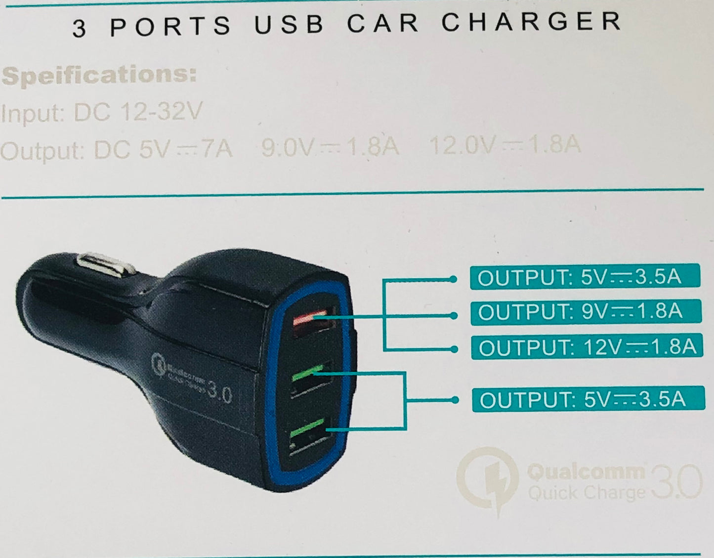 Car charger with three ports