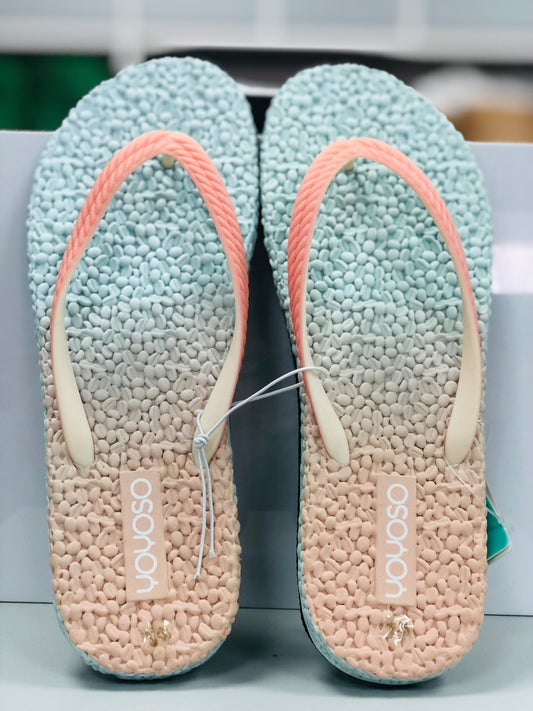 Blue and apricot wavy toe sandal
