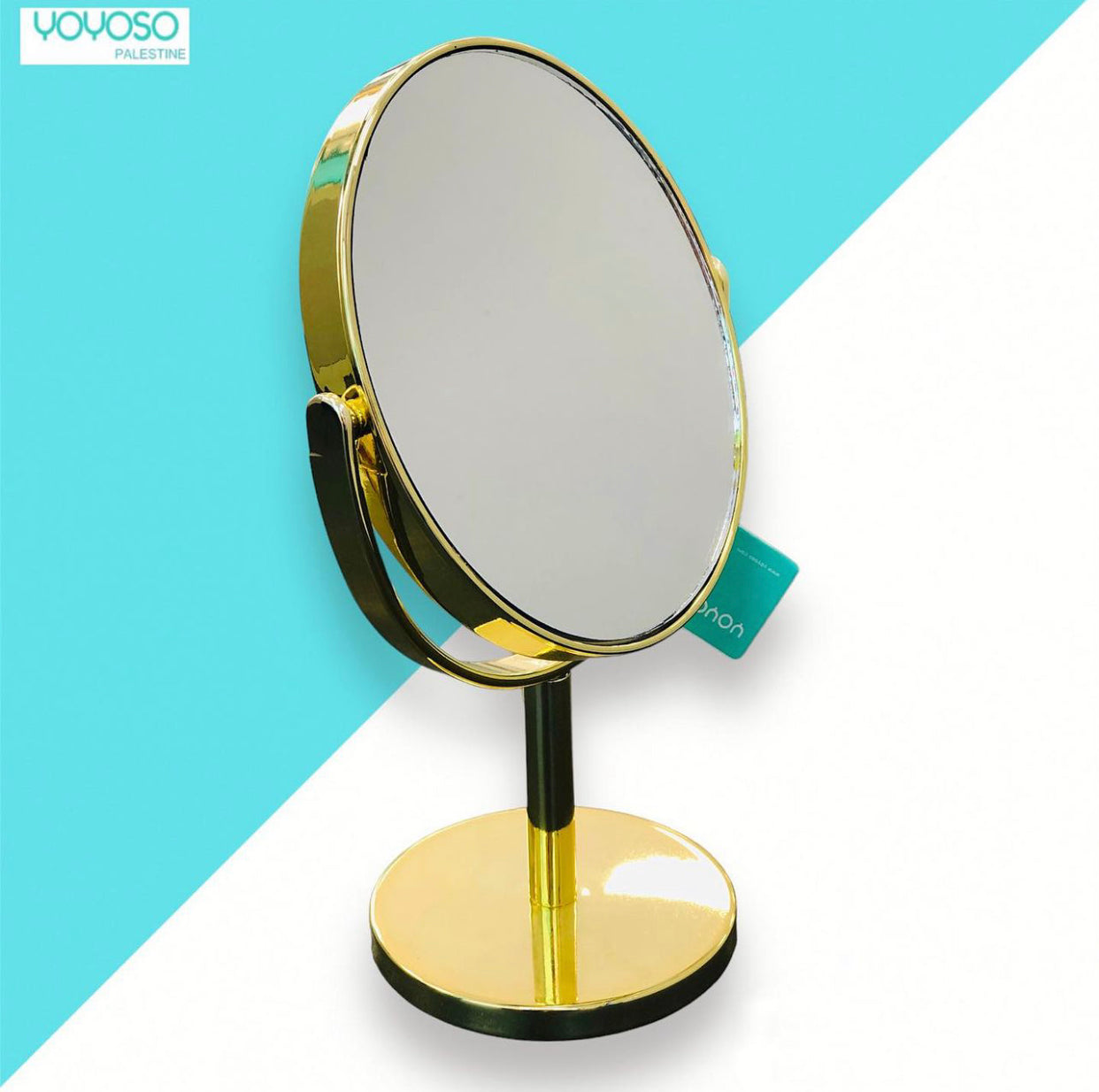 Small gold mirror with base