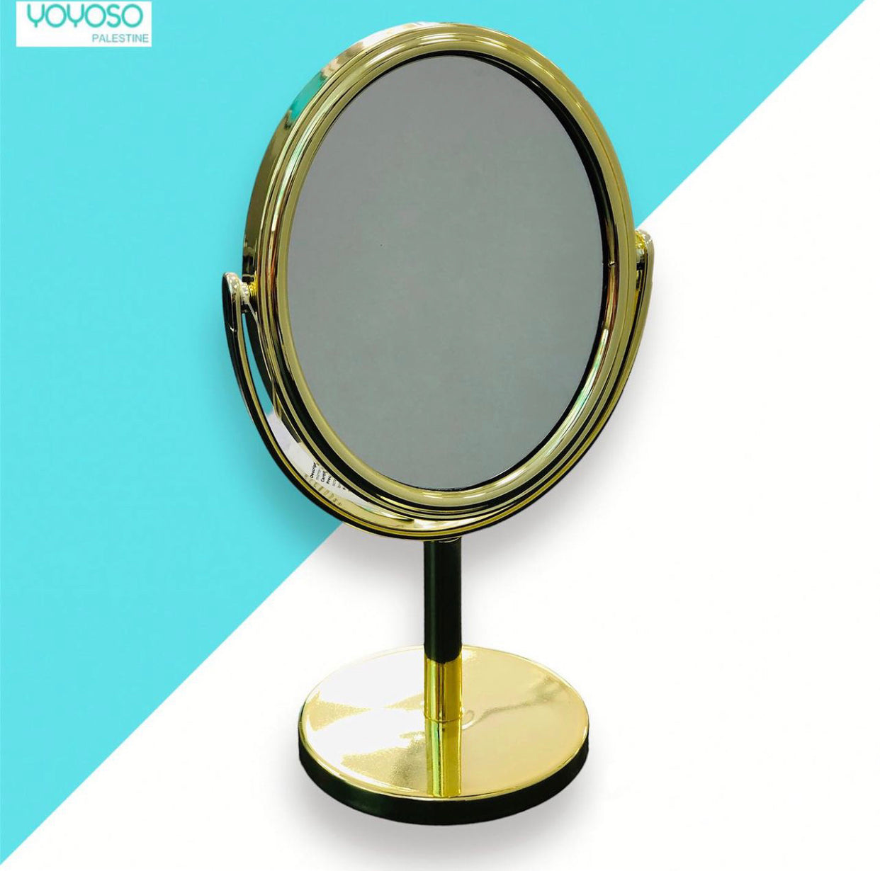 Small gold mirror with base