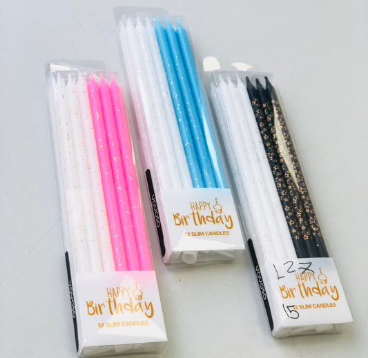 12 candles, 13 cm long