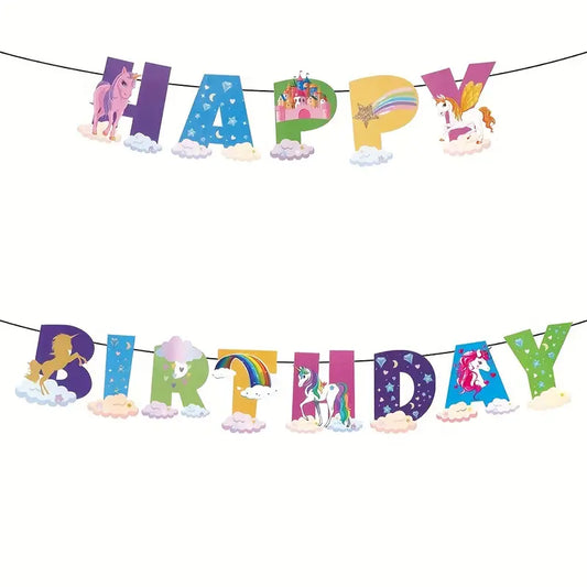 Package of balloons, stickers and birthday decorations