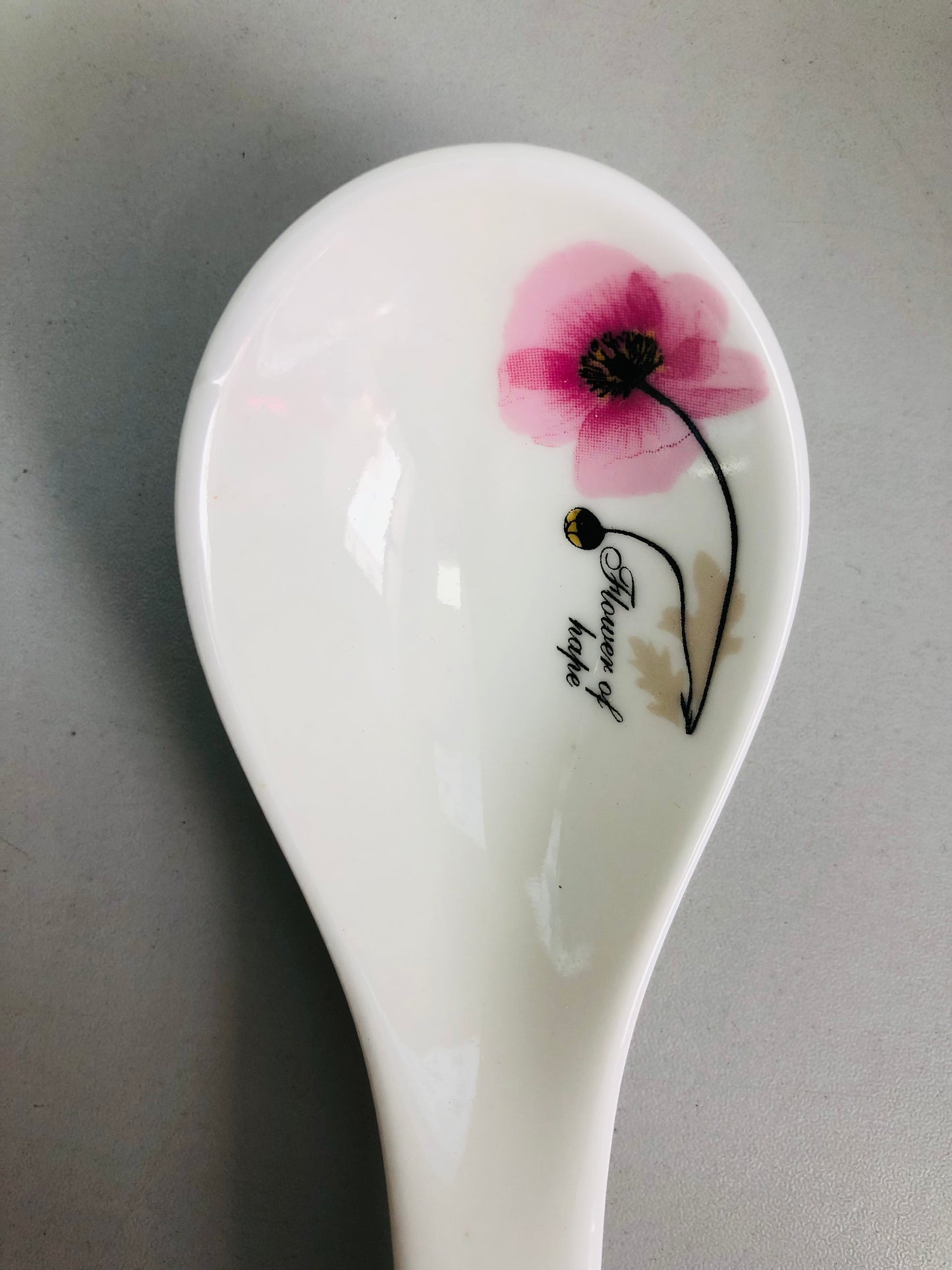 Pink flower ceramic spoon, number 3