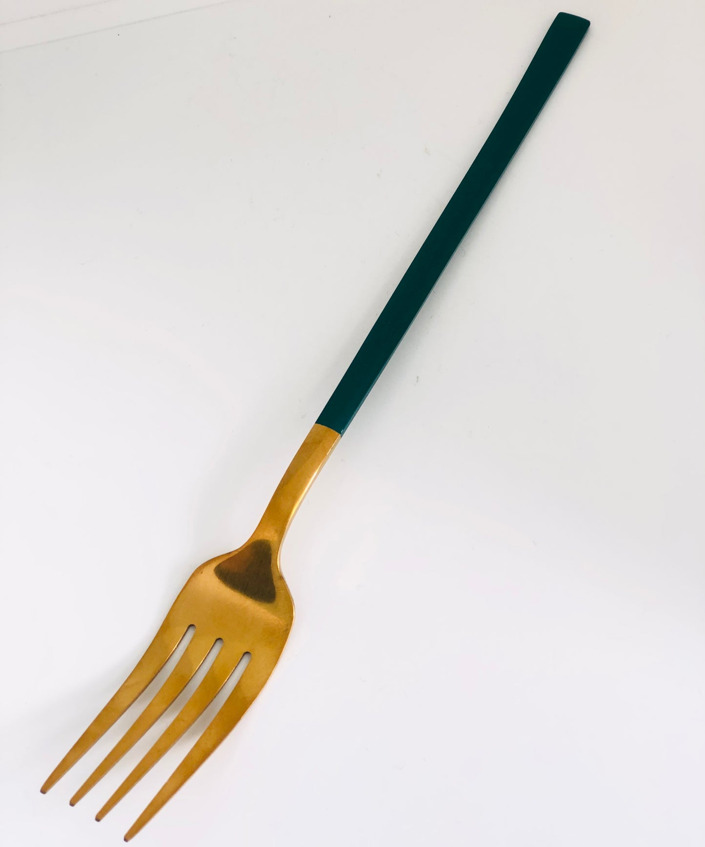 Green stainless steel fork and spoon set