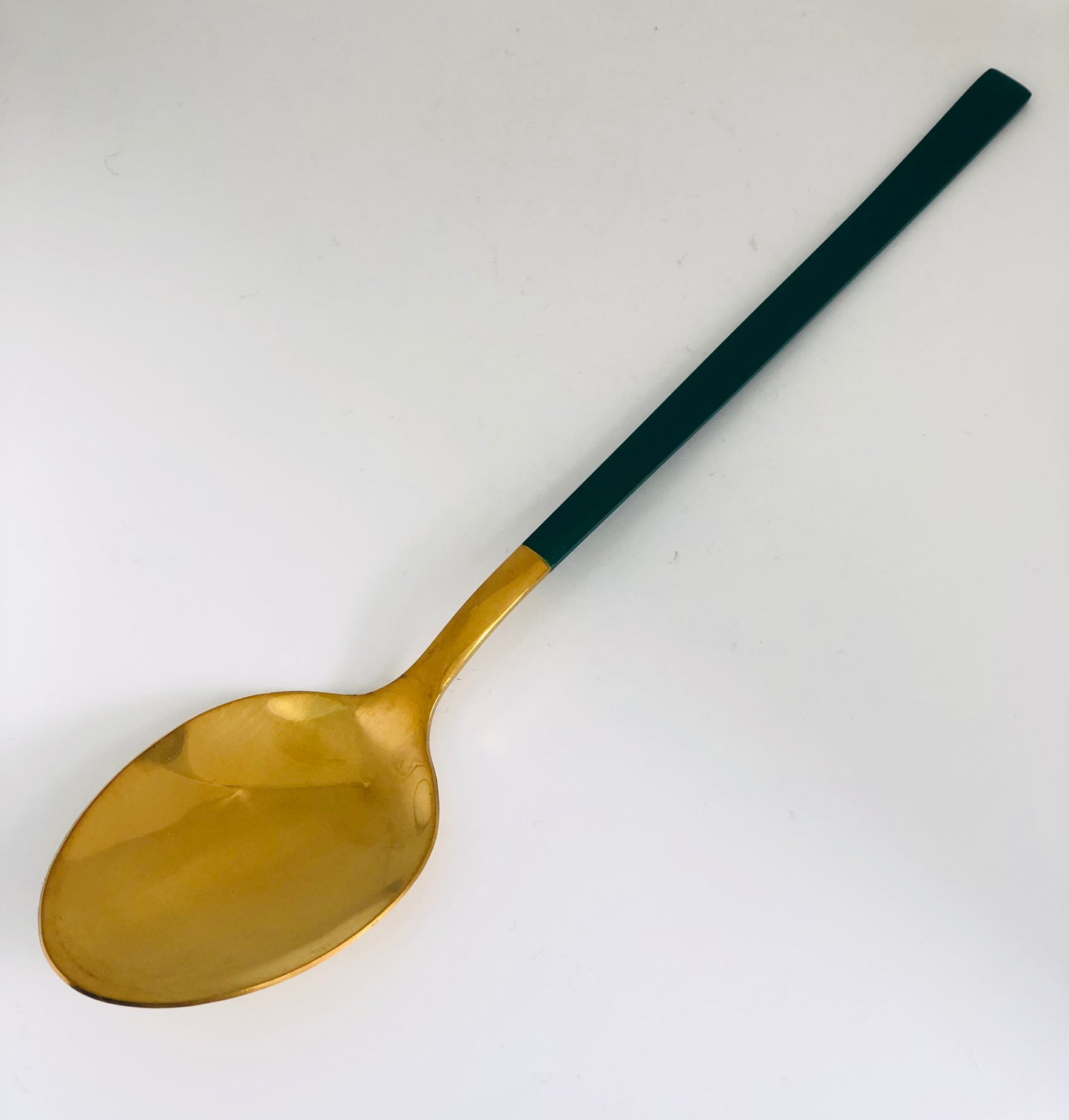 Green stainless steel fork and spoon set