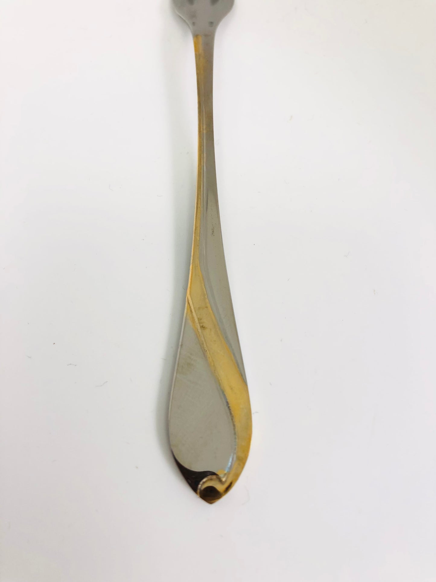 Set of 4 silver and gold stainless steel forks