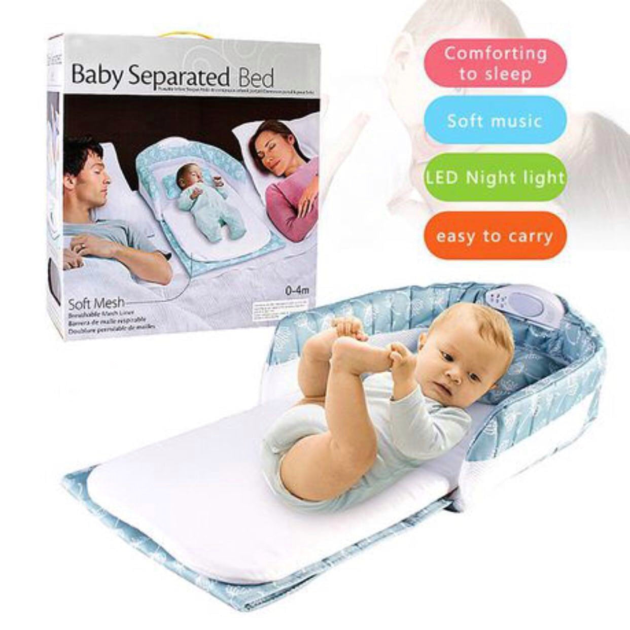 Portable baby bed with rocking and music