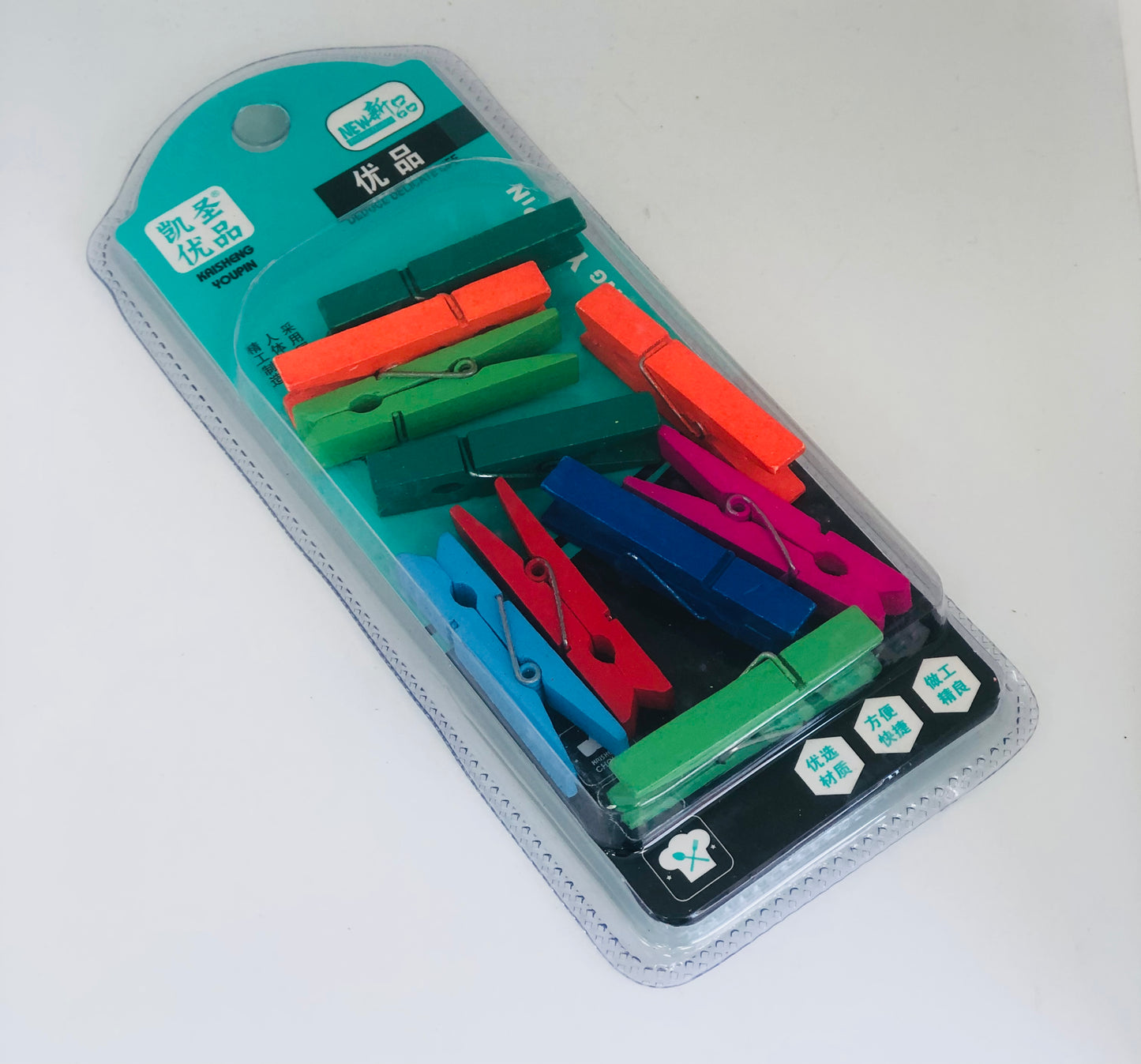 10 Colored Small Wooden Tweezers