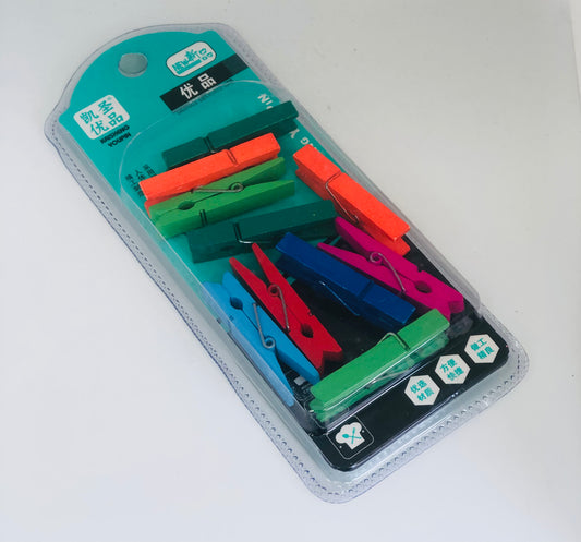 10 Colored Small Wooden Tweezers