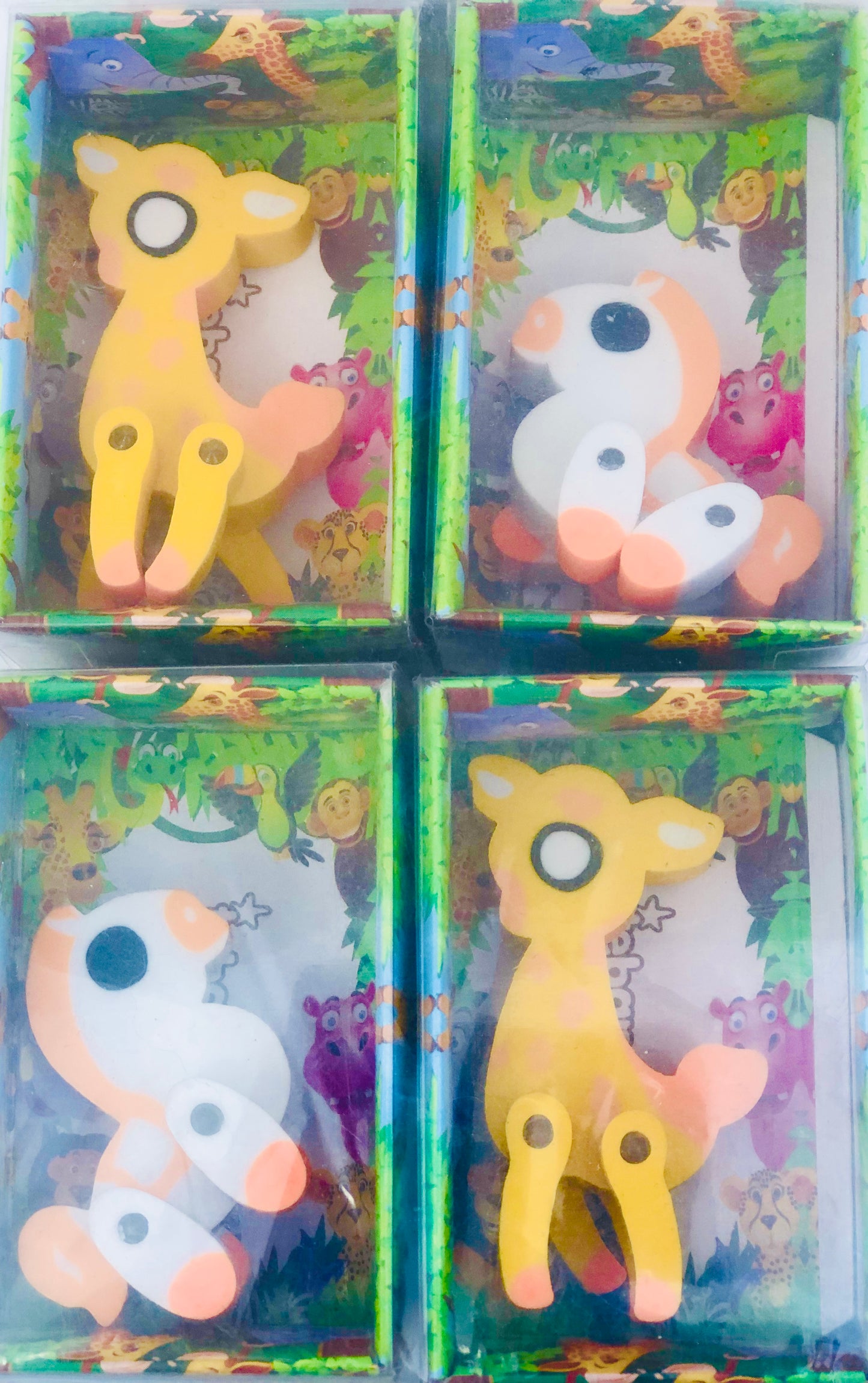 Package of animal erasers 4 pieces