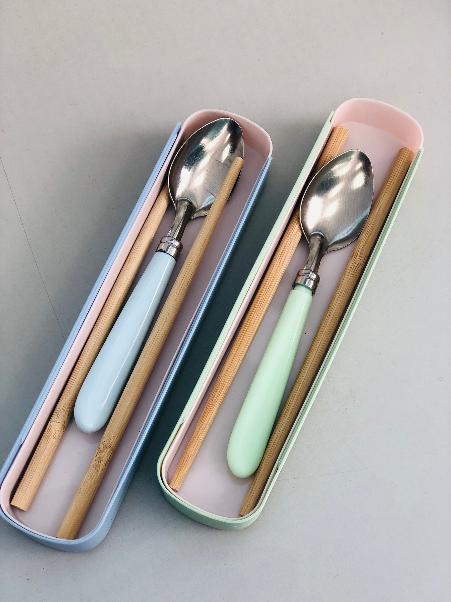 Wooden chopsticks with spoon and box