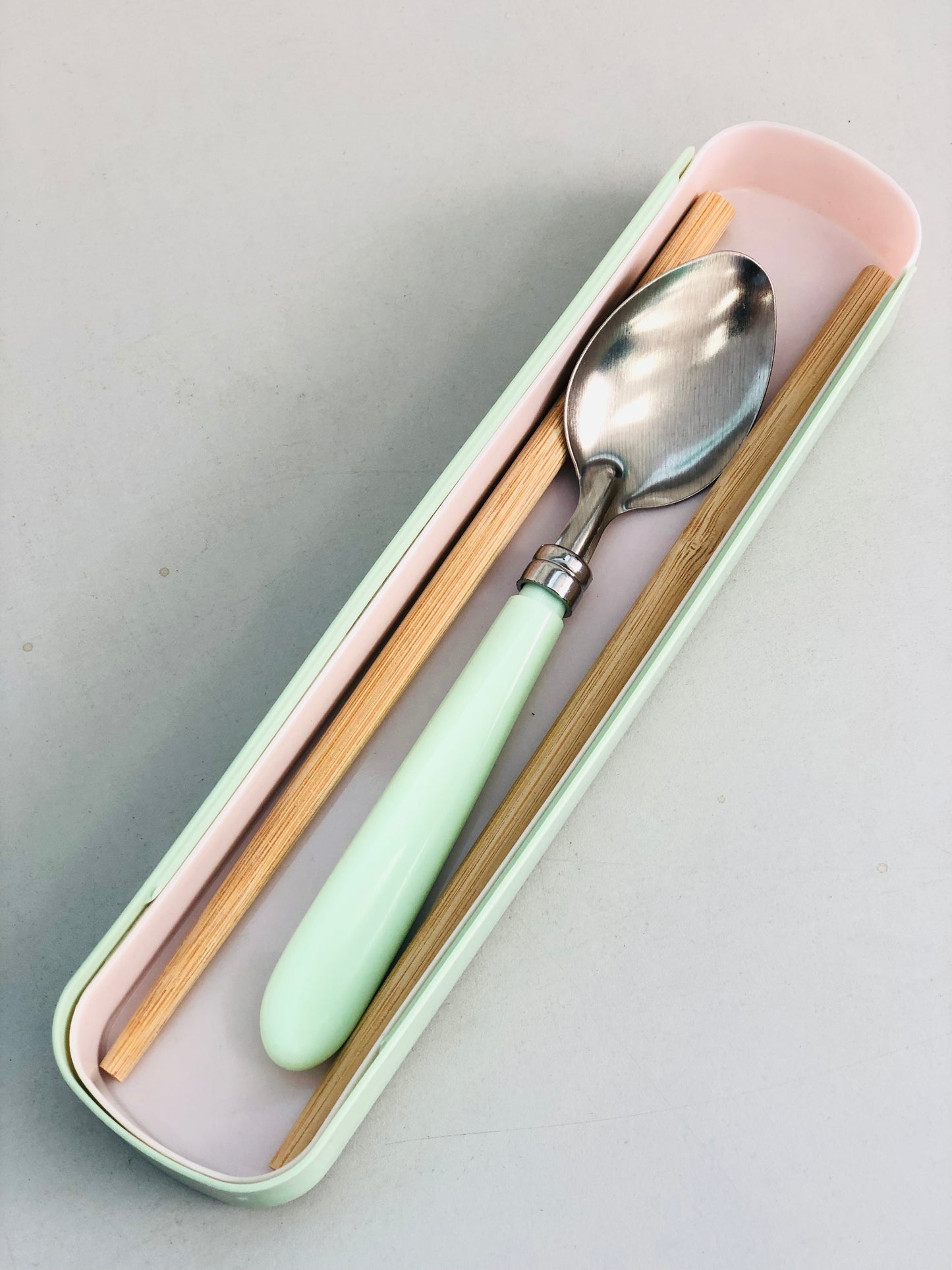 Wooden chopsticks with spoon and box