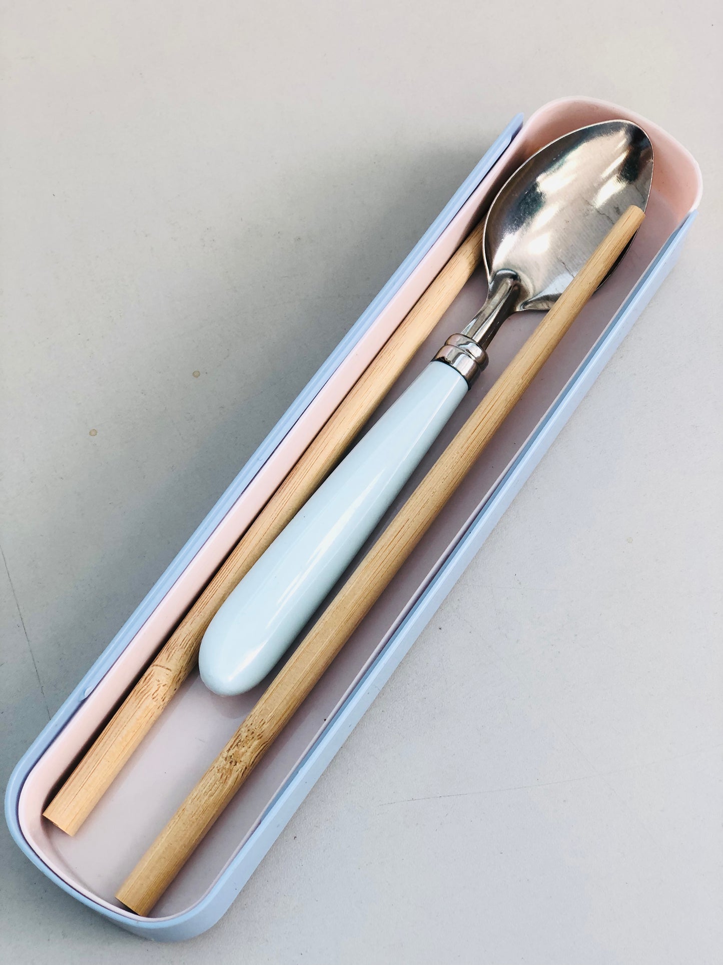 Wooden chopsticks with spoon and box