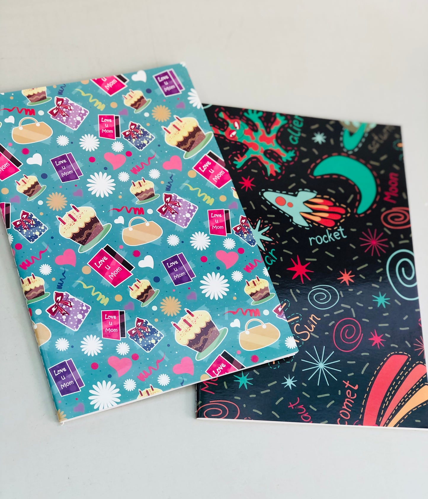 A5 notebook with lined shapes