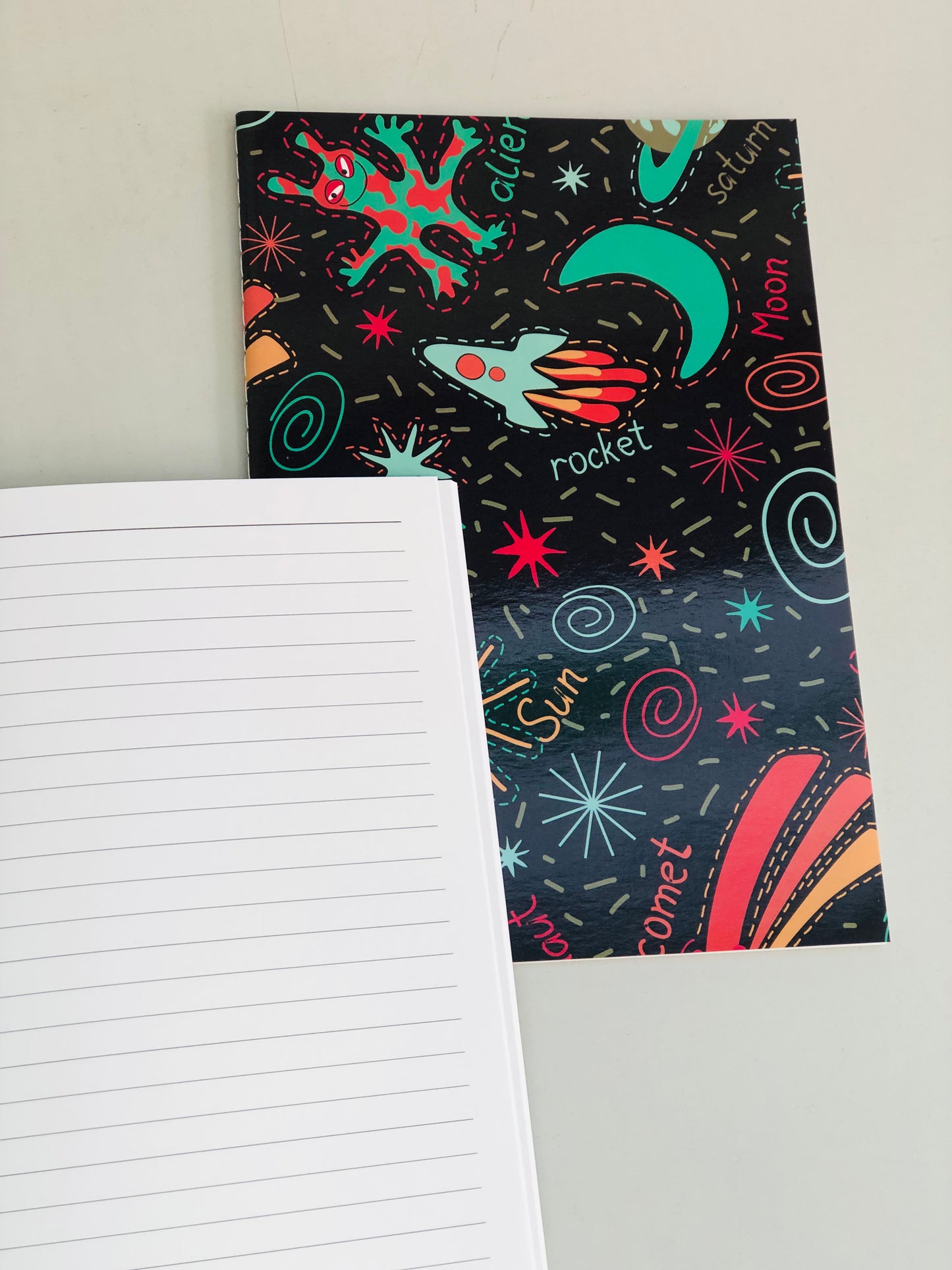 A5 notebook with lined shapes