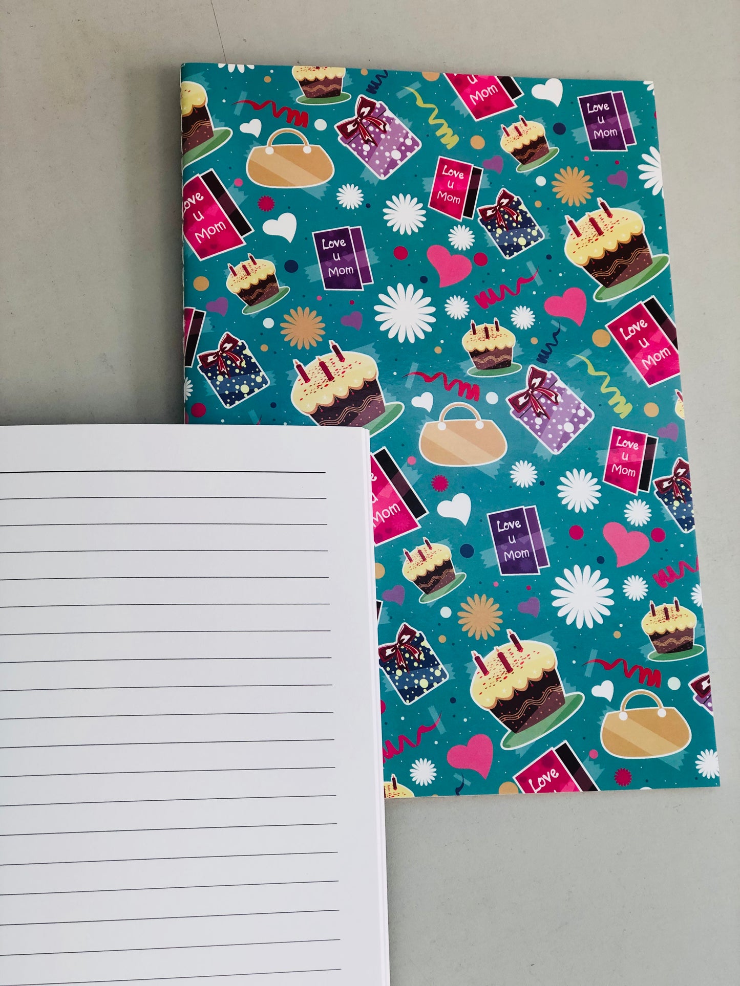 A5 notebook with lined shapes