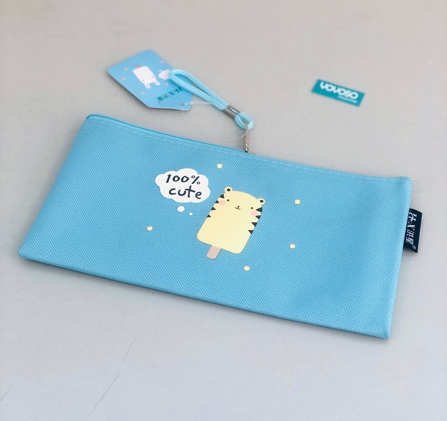Blue fabric pencil case