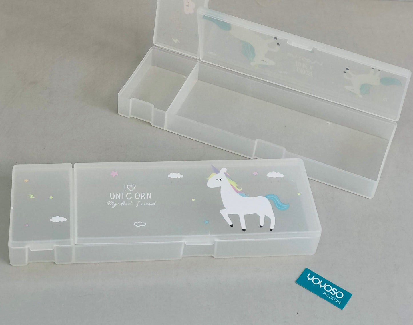 Unicorn clear plastic pencil case