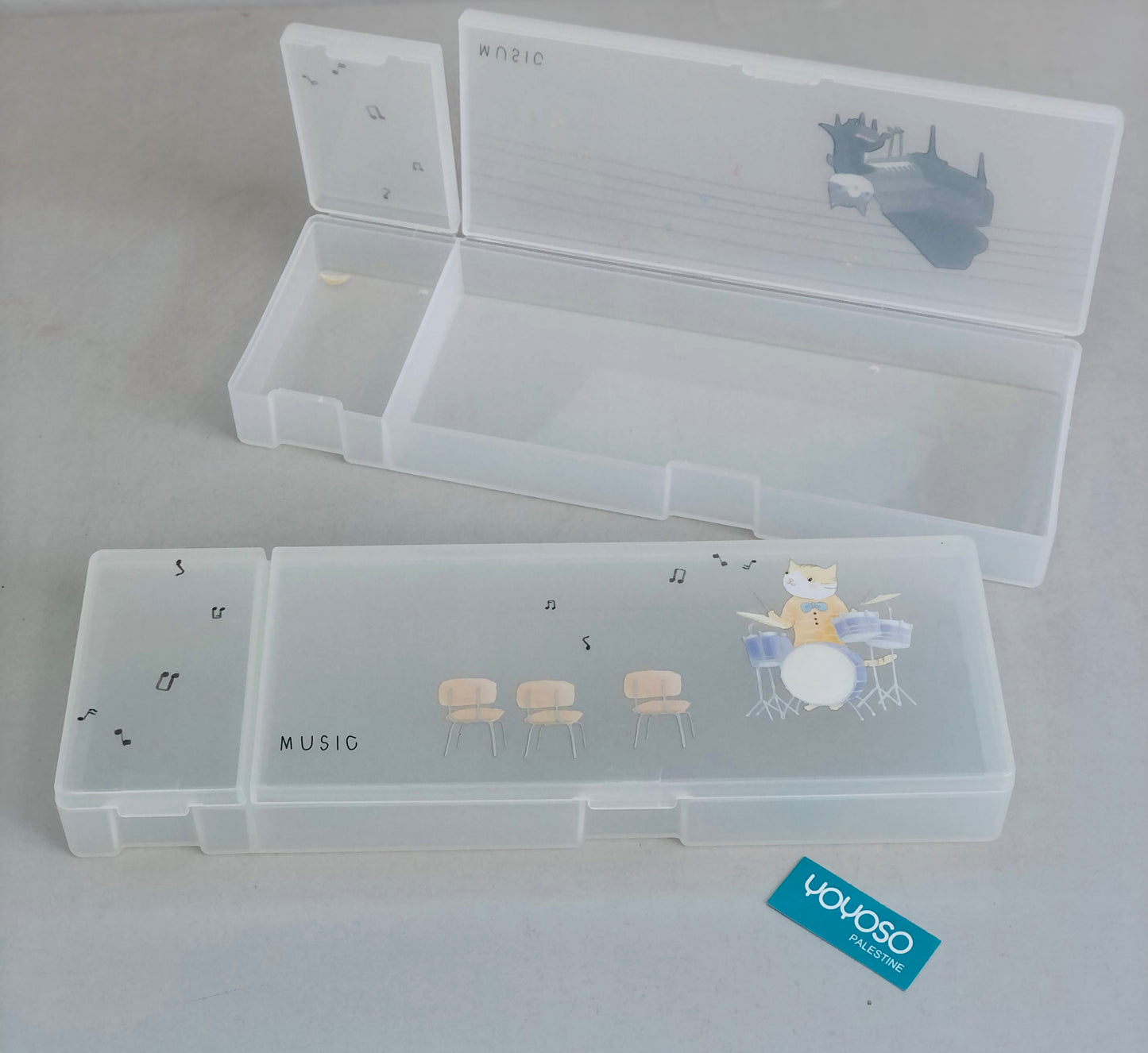 Transparent plastic cat pencil case