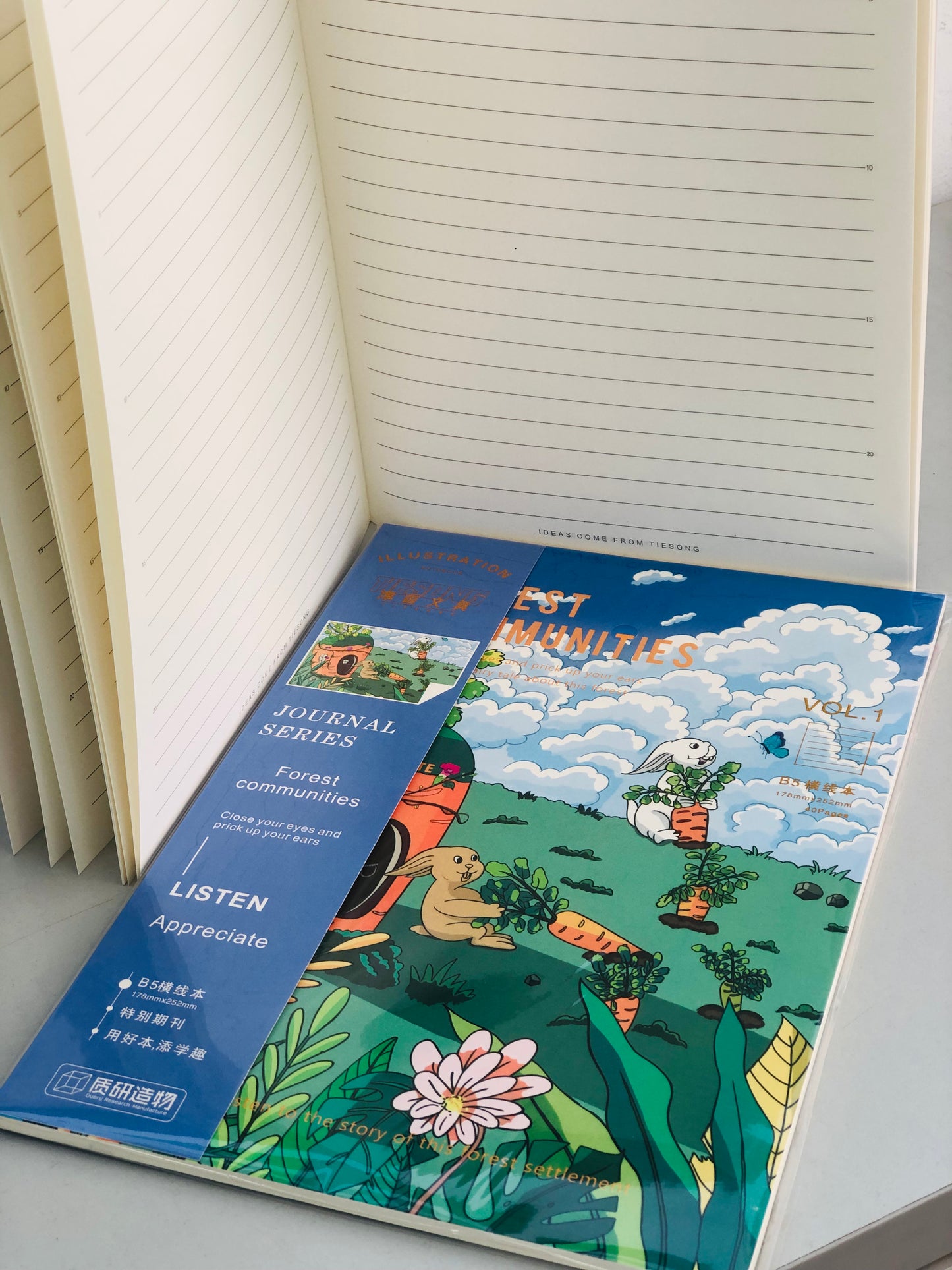 A4 large size notebook with various drawings lined