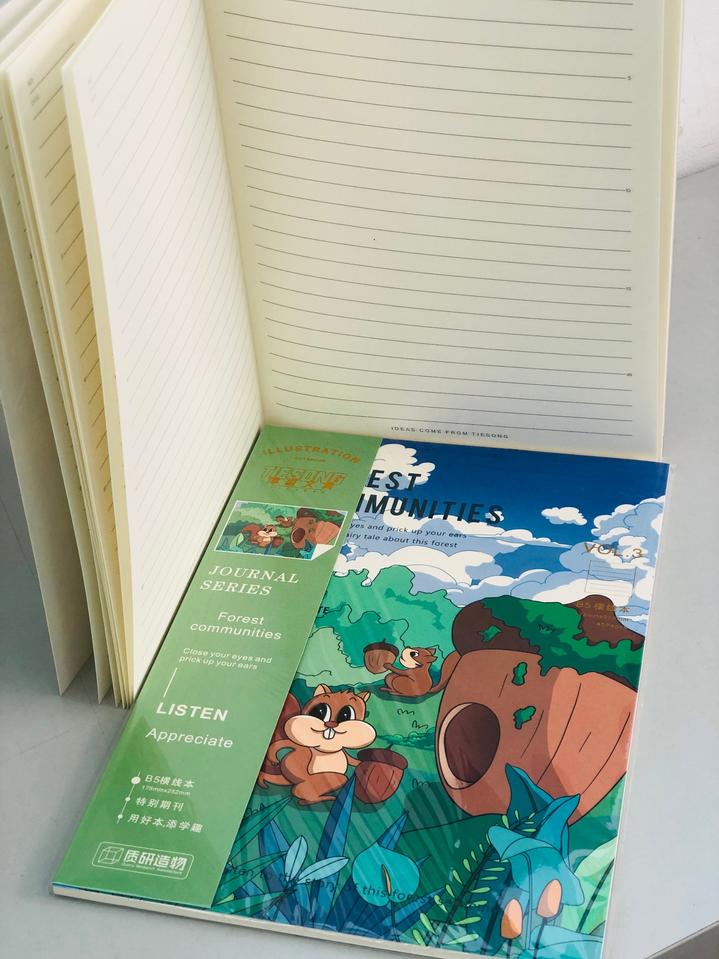 A4 large size notebook with various drawings lined