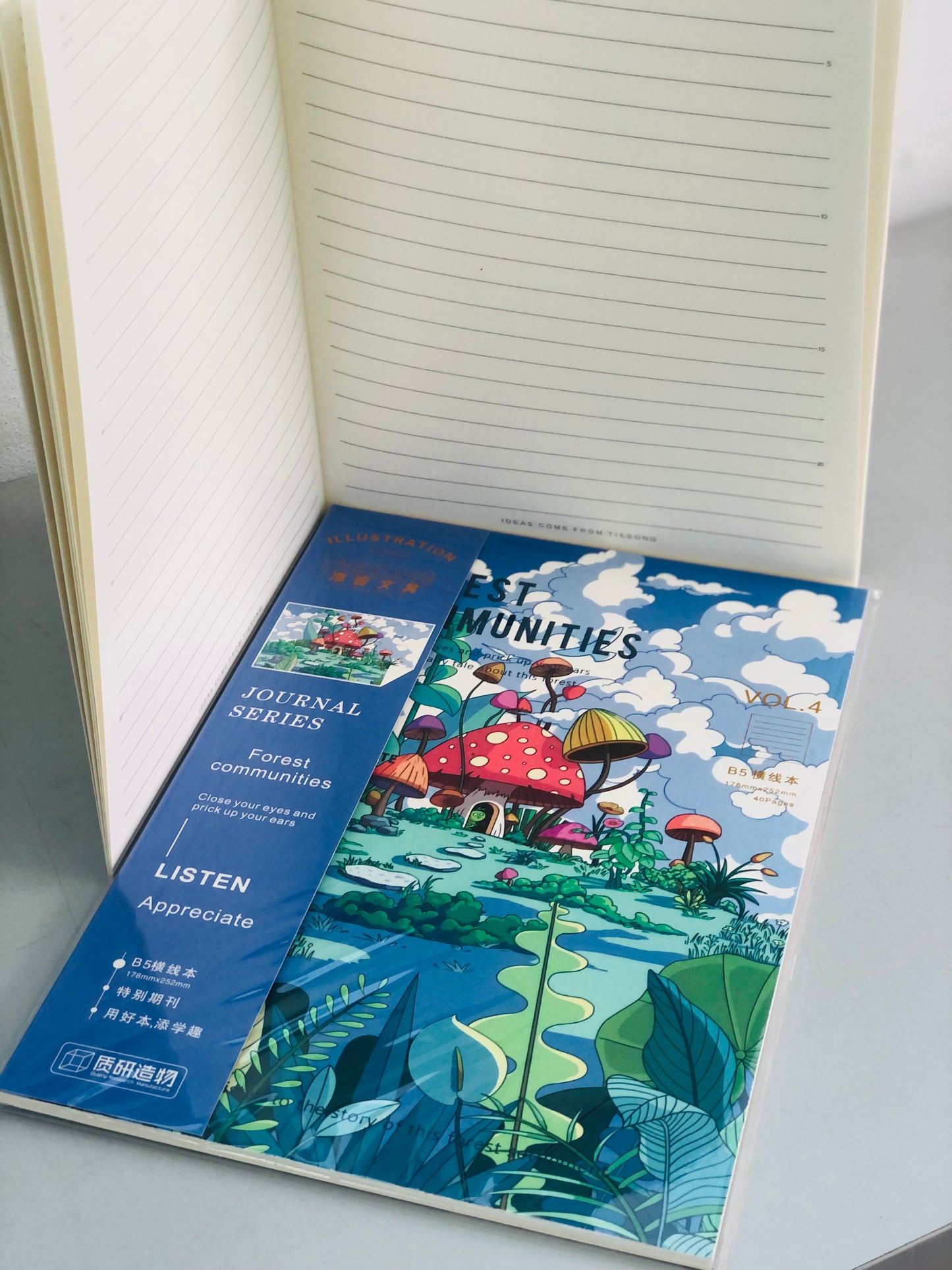 A4 large size notebook with various drawings lined