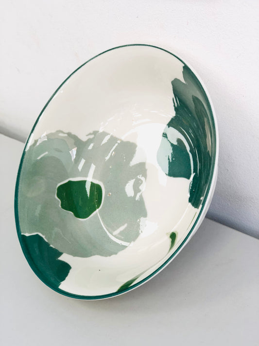 Ceramic plate with random patterns, green, 7 inches