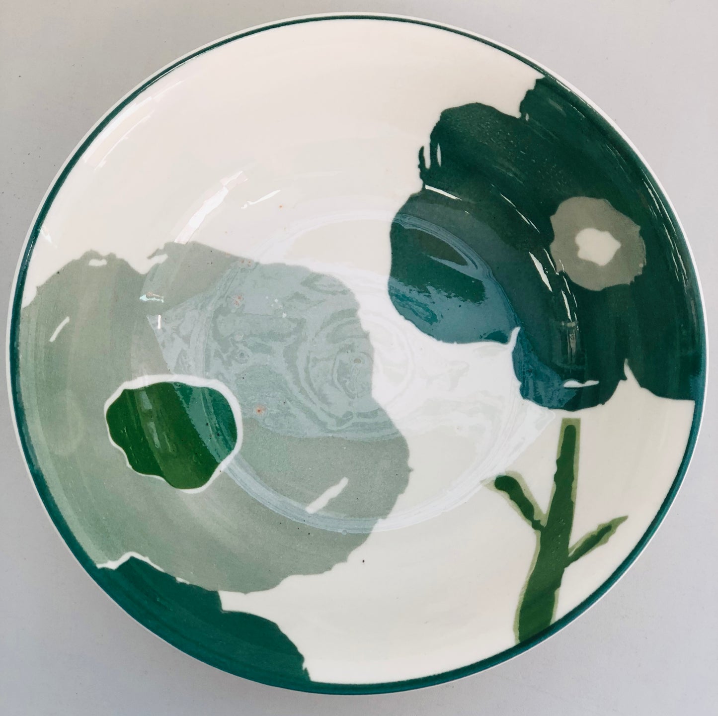 Ceramic plate with random patterns, green, 7 inches